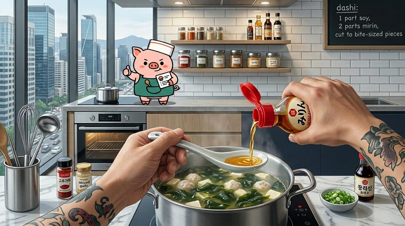 A home cook plating a dish inspired by a recipe creator